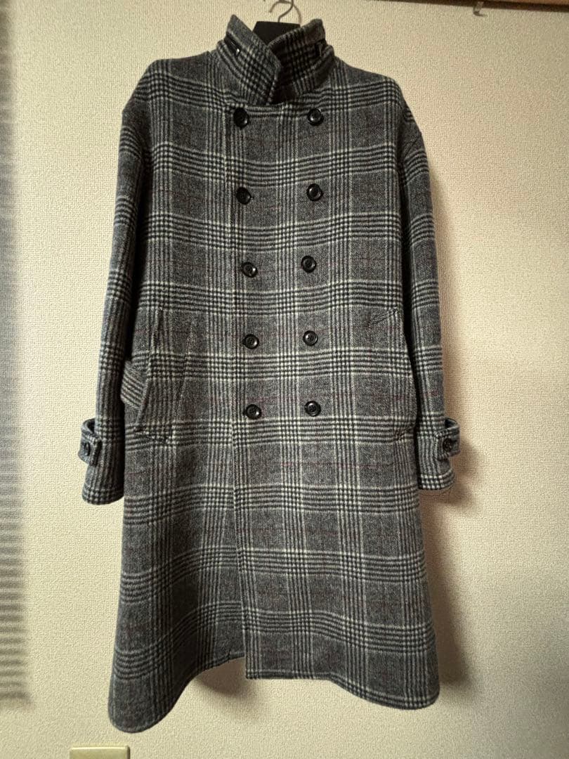junhashimoto チェック柄オーバーベルテッドコート　サイズ３