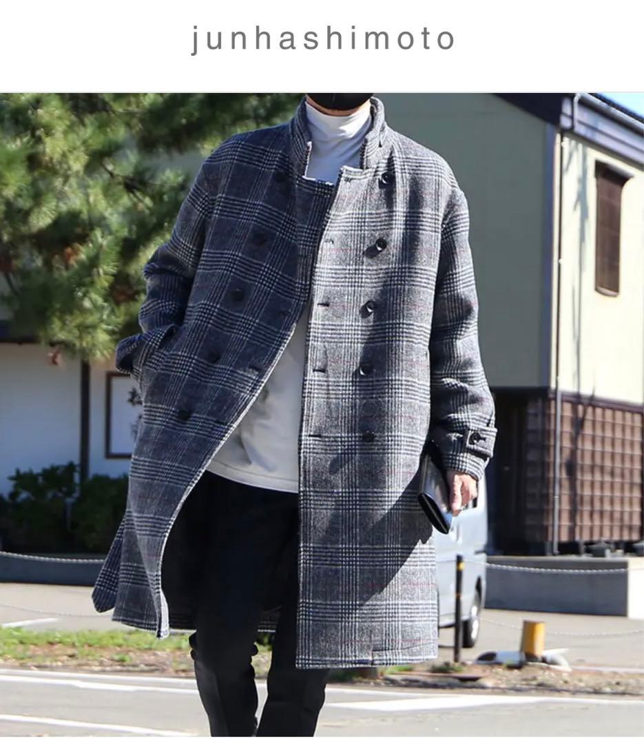 junhashimoto チェック柄オーバーベルテッドコート　サイズ３