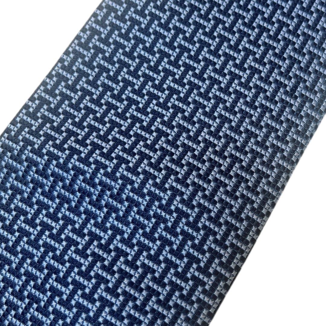 【美品★近年モデル】HERMES ネクタイ H柄 ジオメトリカル ネイビー