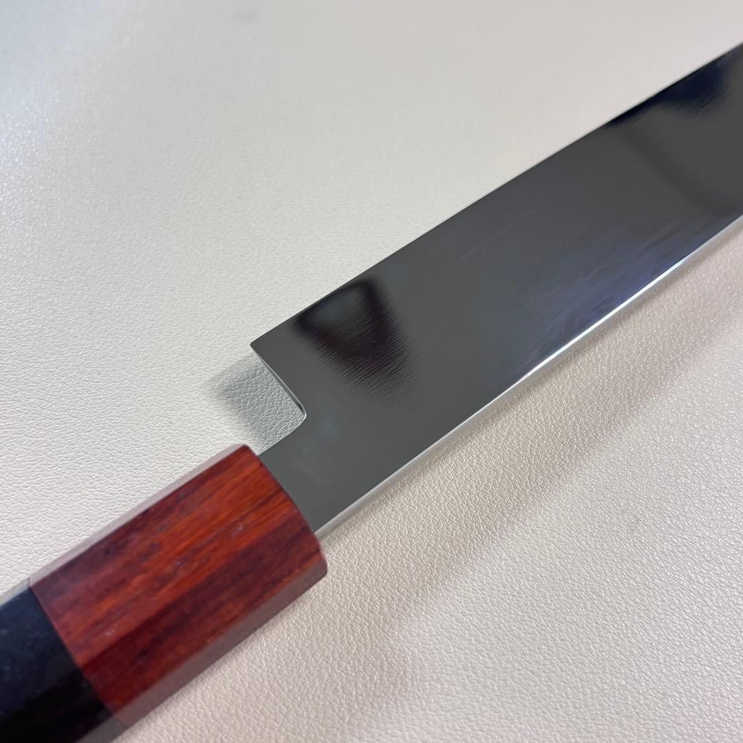270mm 切付柳刃包丁 鏡面 黒檀紫檀八角柄 刺身包丁 全鋼ྈ