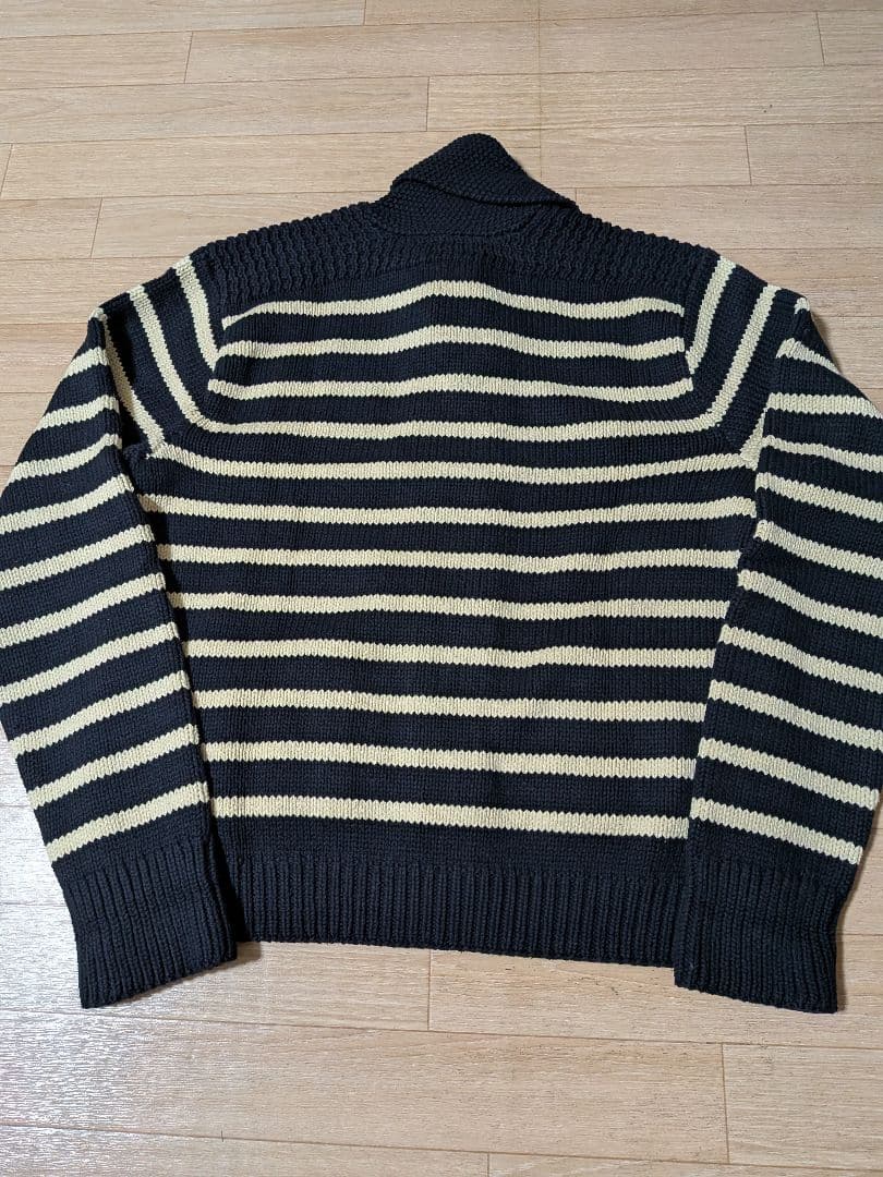 DOUBLE RL ネイビーアイボリー ストライプカーディガン 中古美品