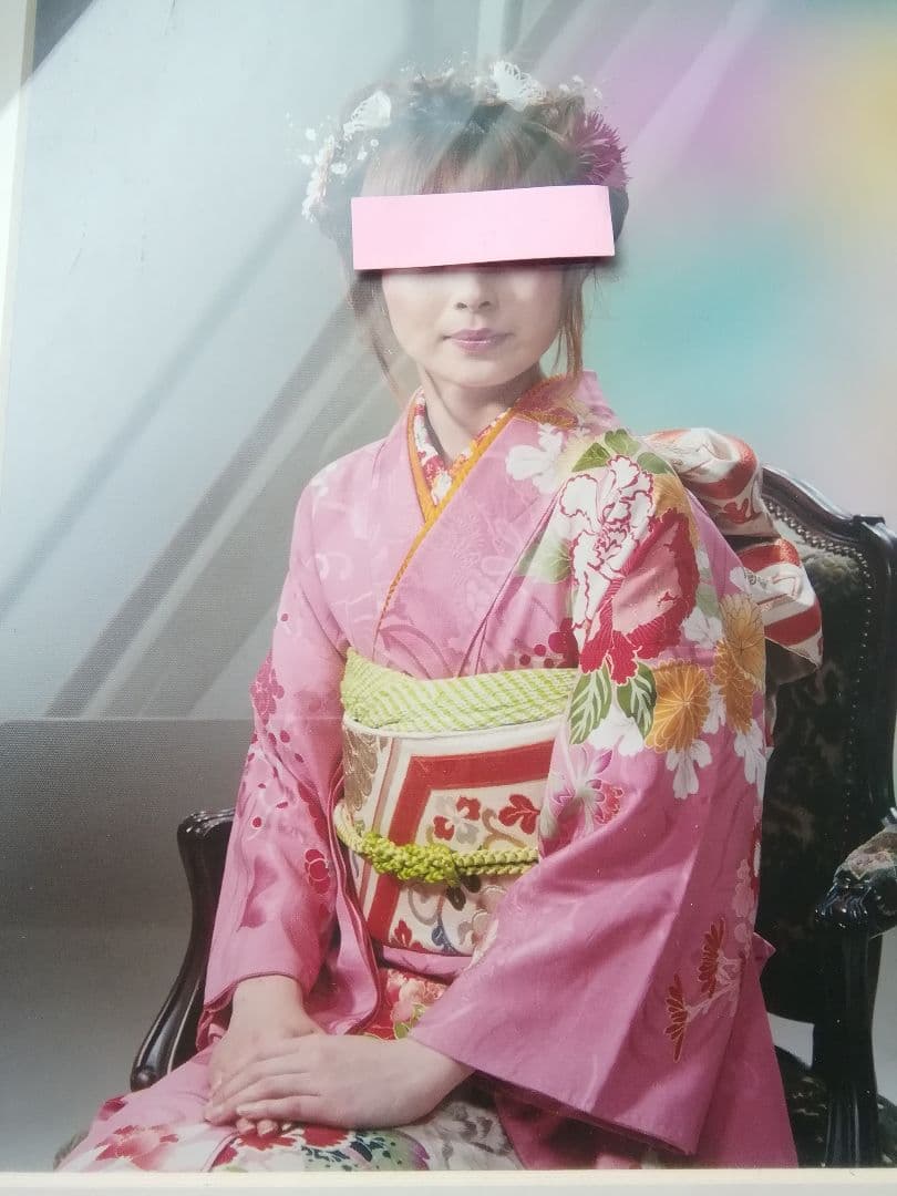 アンティーク　婚礼衣装　中振り袖　優しい薄紅　振り袖　長襦袢　帯　三点セット