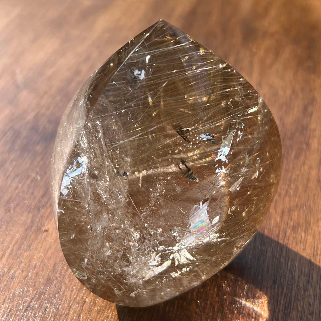 ✳️☆極上の透明度に煌めき抜群のルチル☆ゴールドルチル 雫型 天然石 磨き石 原石