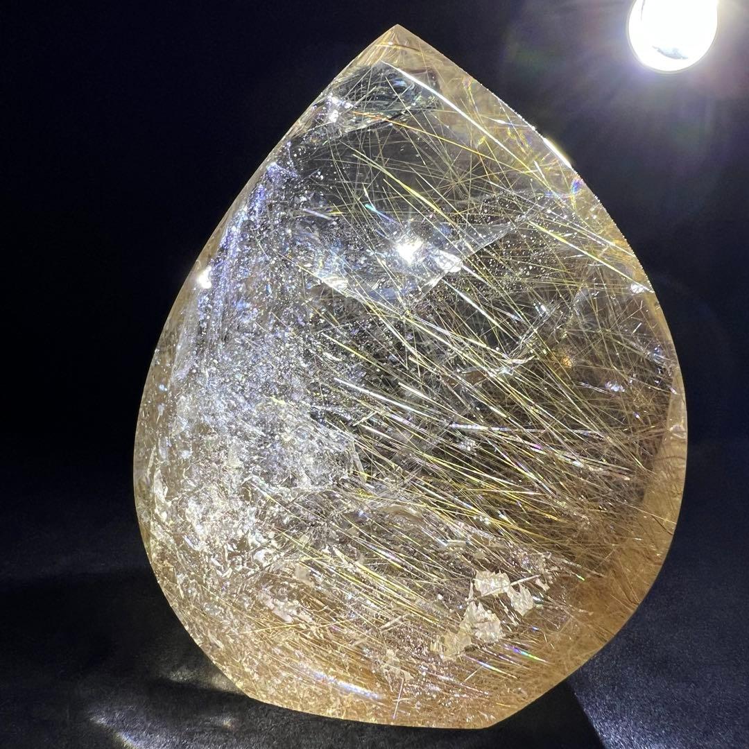 ✳️☆極上の透明度に煌めき抜群のルチル☆ゴールドルチル 雫型 天然石 磨き石 原石