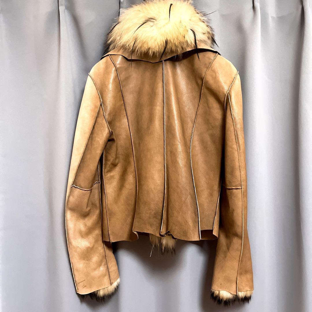 vintage ファーレザージャケット 山羊革 リボン アーカイブ y2k