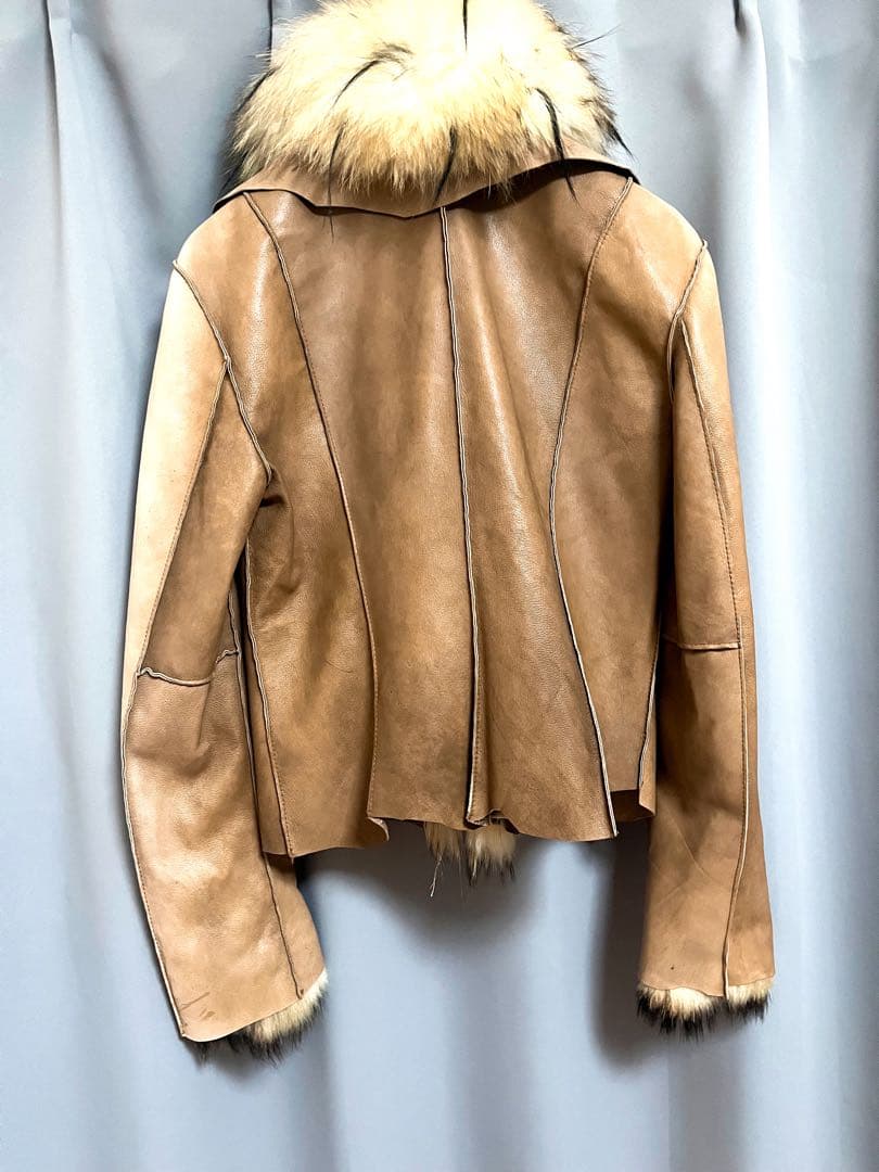 vintage ファーレザージャケット 山羊革 リボン アーカイブ y2k