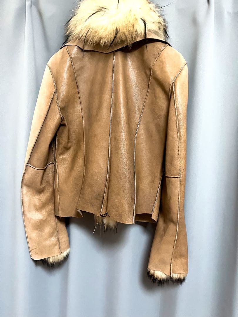 vintage ファーレザージャケット 山羊革 リボン アーカイブ y2k