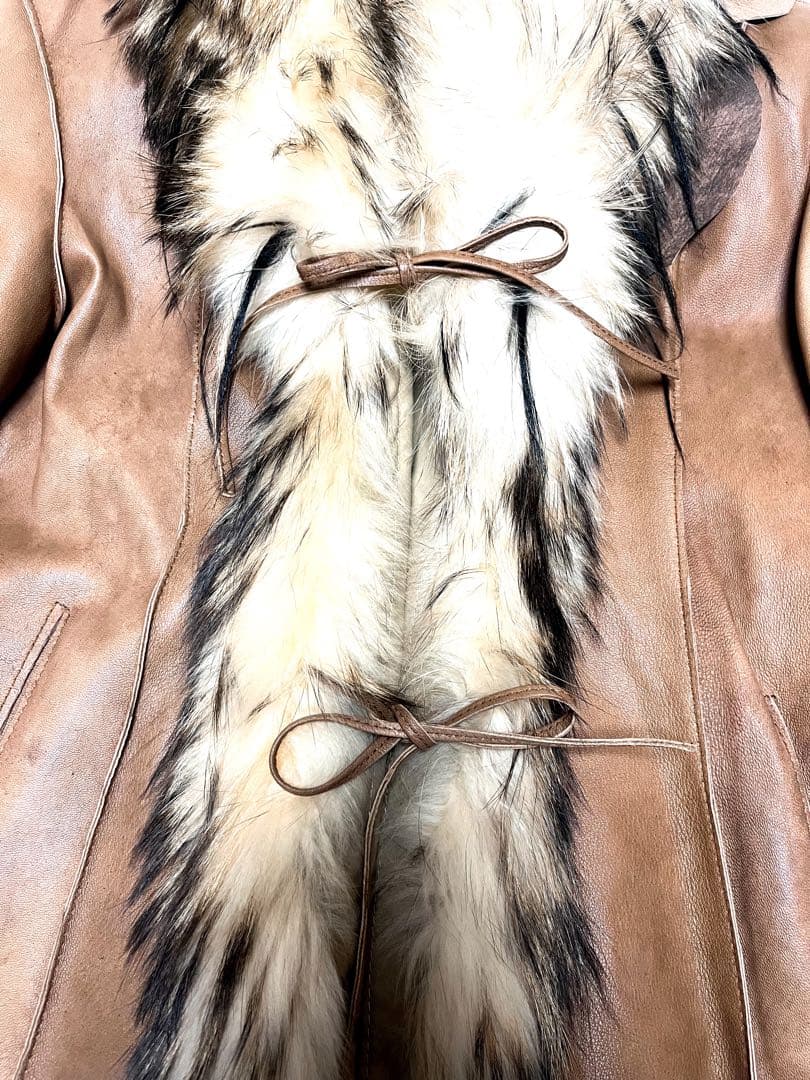 vintage ファーレザージャケット 山羊革 リボン アーカイブ y2k