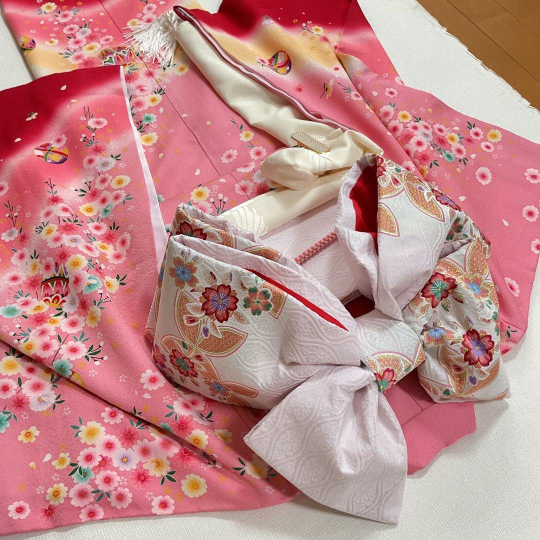 アリエルNo.43 -B 七五三　7歳 正絹着物セット　　ピンク