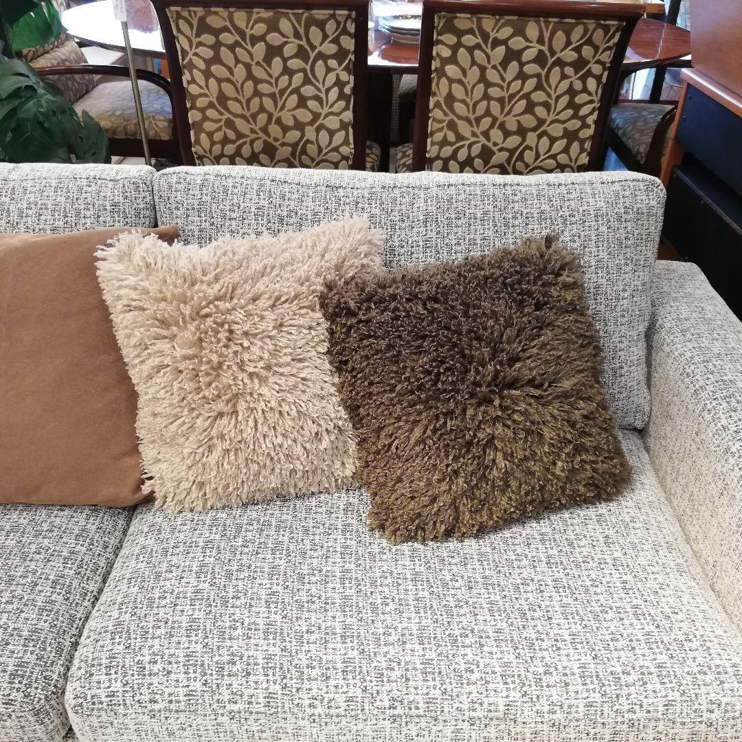 ◇美品　ドイツ製　Carma　クッション　ペア　シープ調　ブラウン