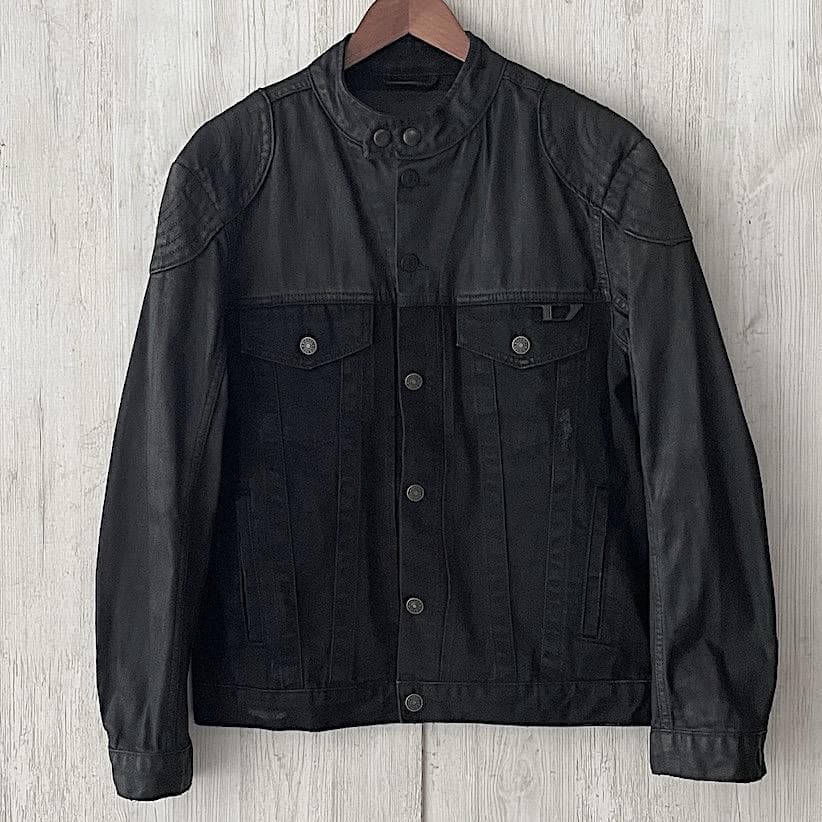 美品 DIESEL コーティング切替デニムライダース ブラックS