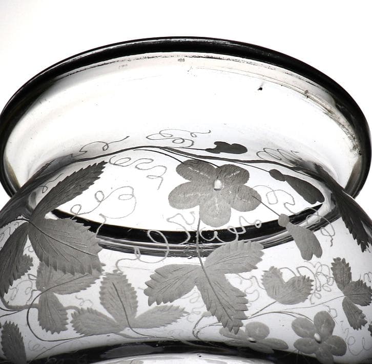 オールド・バカラ 金彩 蓋物 1900年頃 グラヴュール アンティーク 草花文