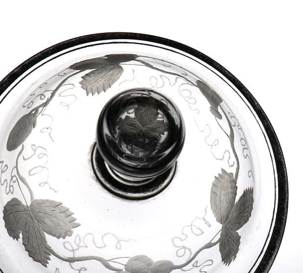 オールド・バカラ 金彩 蓋物 1900年頃 グラヴュール アンティーク 草花文