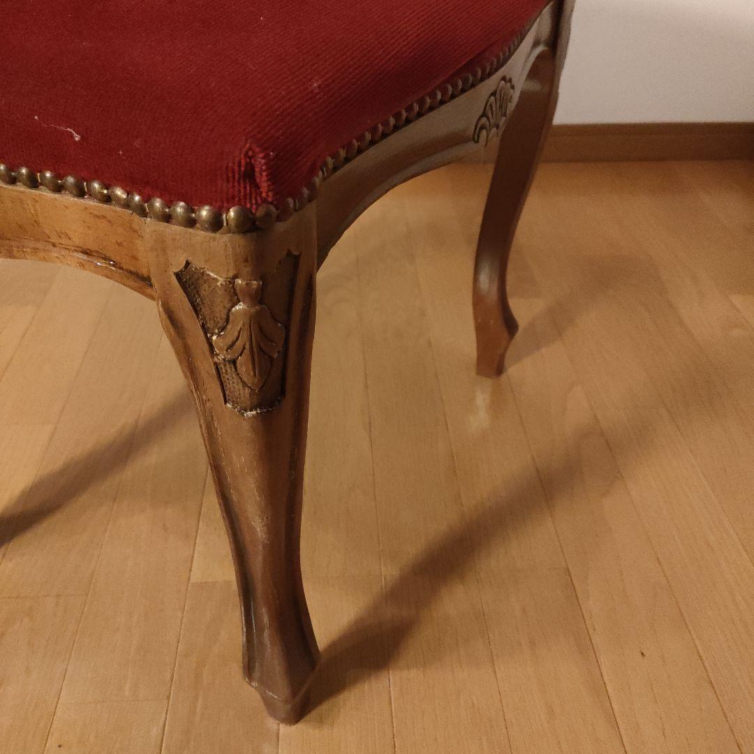 スツール レッド 猫脚 木製 オットマン アンティーク家具 レトロ ②