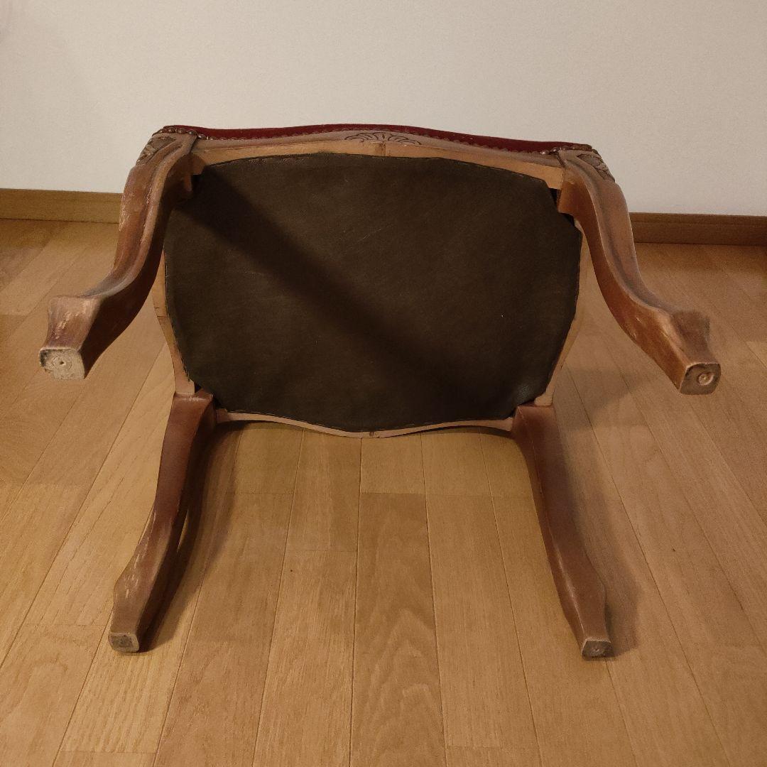 スツール レッド 猫脚 木製 オットマン アンティーク家具 レトロ ②