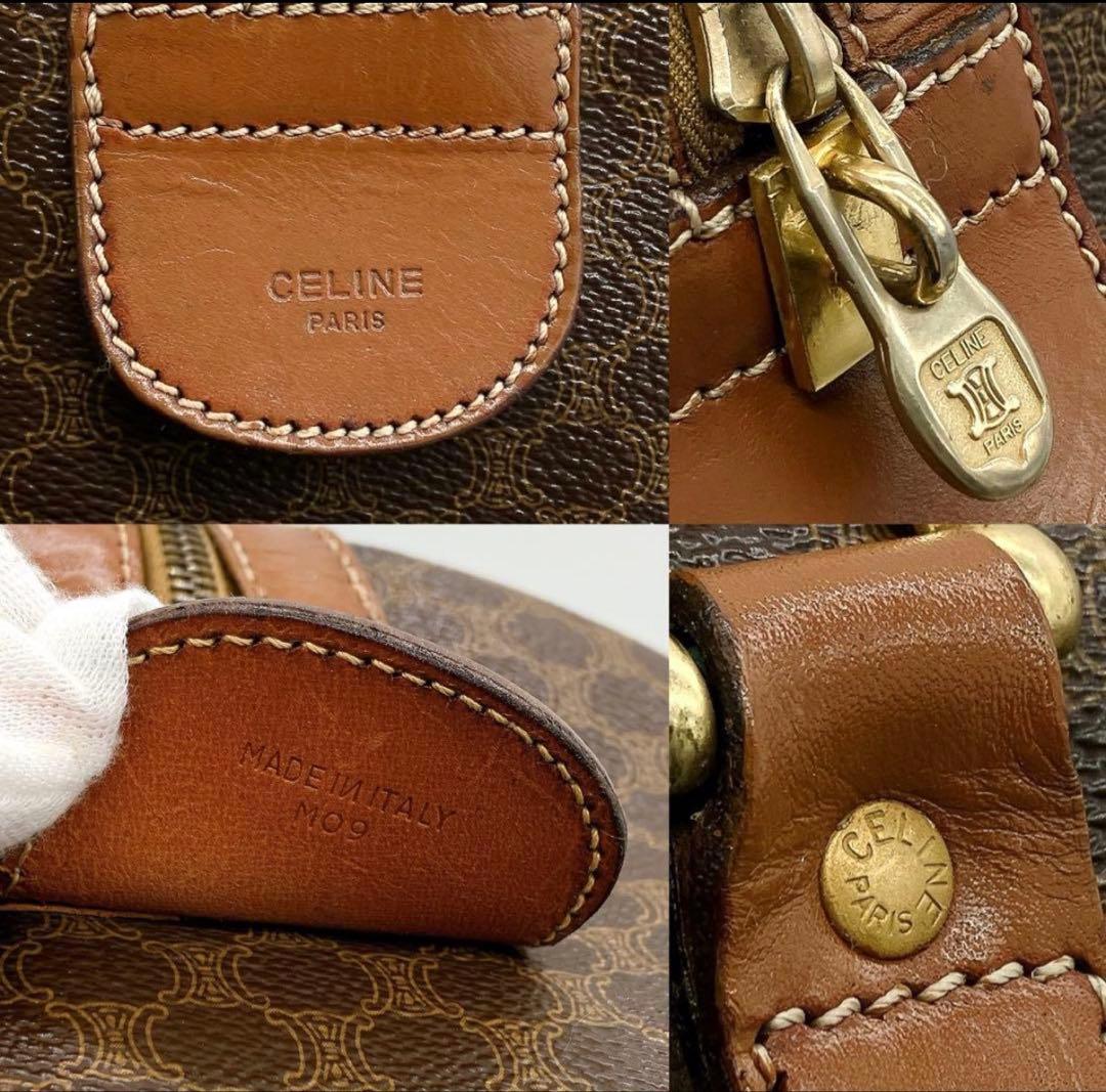 CELINE】ボストンバッグ　旅行鞄　マカダム柄　PVC ダークブラウン