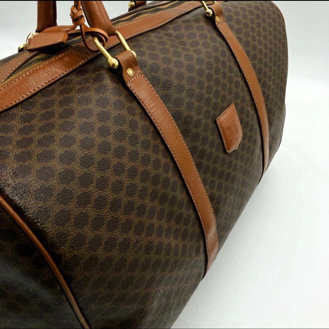 CELINE】ボストンバッグ　旅行鞄　マカダム柄　PVC ダークブラウン