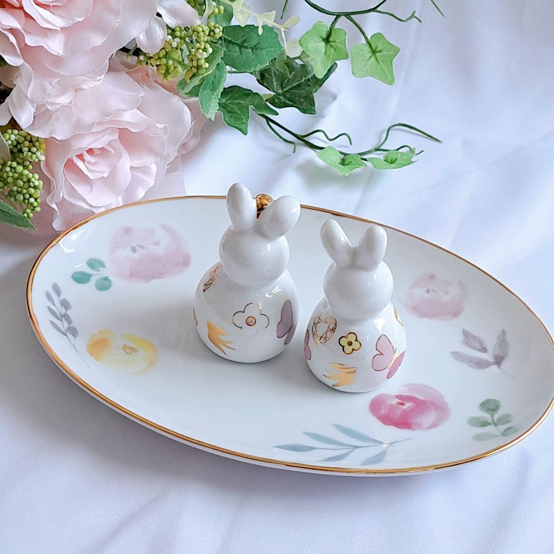 うさぎ雛　陶器　ポーセラーツ　ハンドメイド　金彩　桃の節句　雛　人形　日本