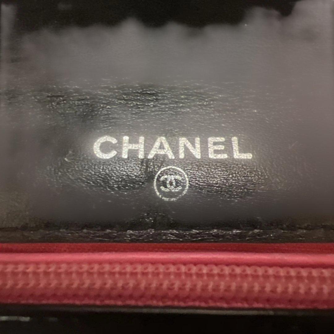 CHANEL シャネル カンボンライン レザー 二つ折り財布 コンパクト財布
