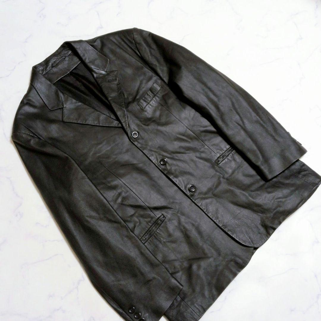 ヴィンテージ テーラードジャケット ラムレザー 3B ブラック XL〜2XL