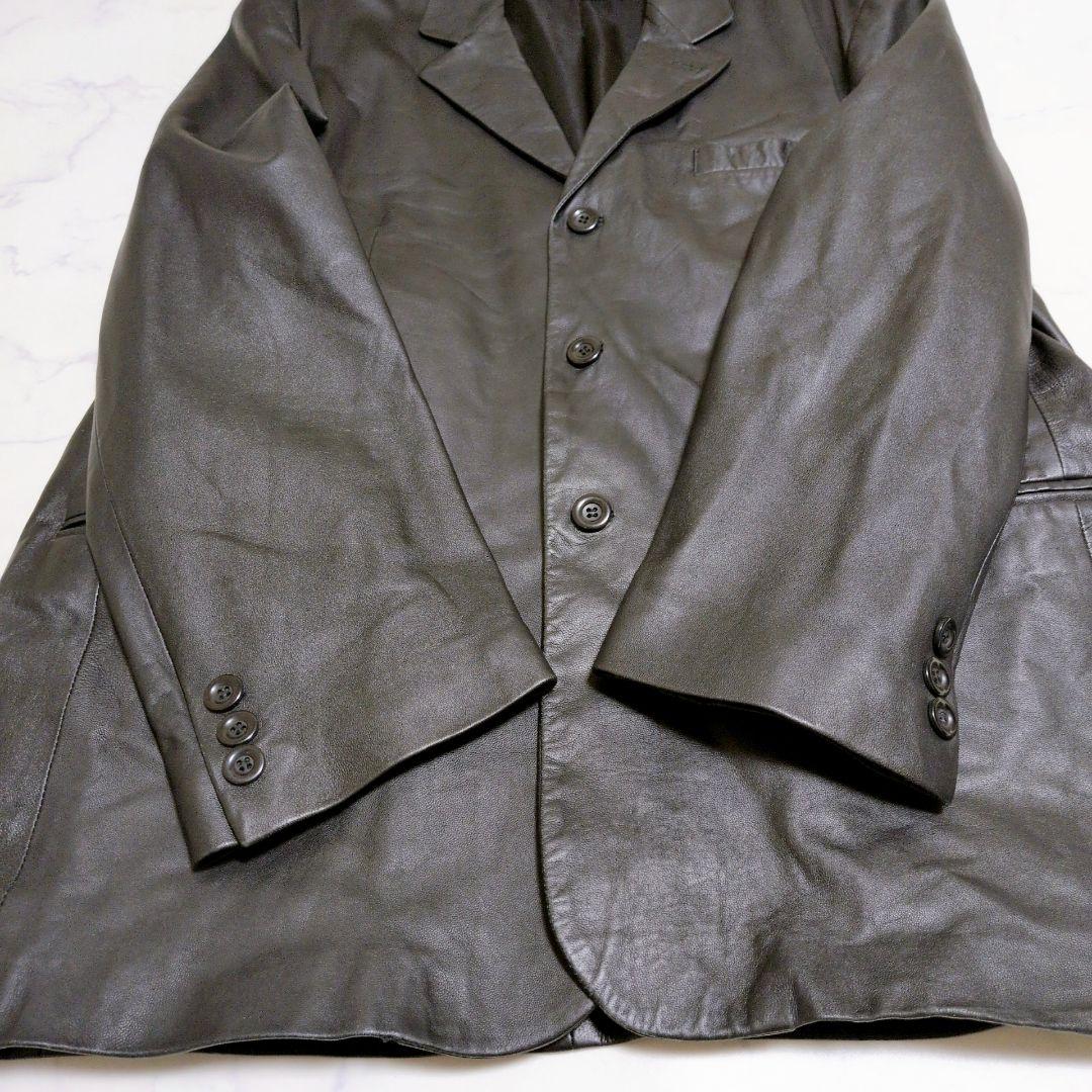ヴィンテージ テーラードジャケット ラムレザー 3B ブラック XL〜2XL
