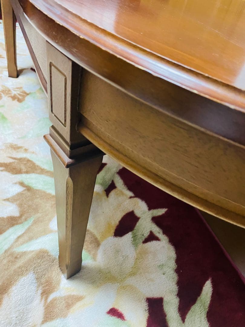 マルニ家具　地中海シリーズ　木製楕円形テーブル ブラウン