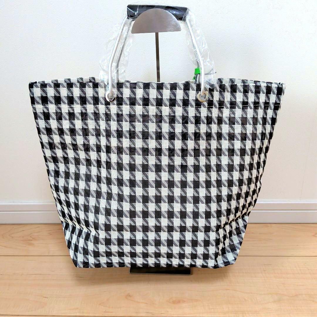 新品 MARNI マーケットトートバッグ 大きめ チェック 黒/白 A4OK