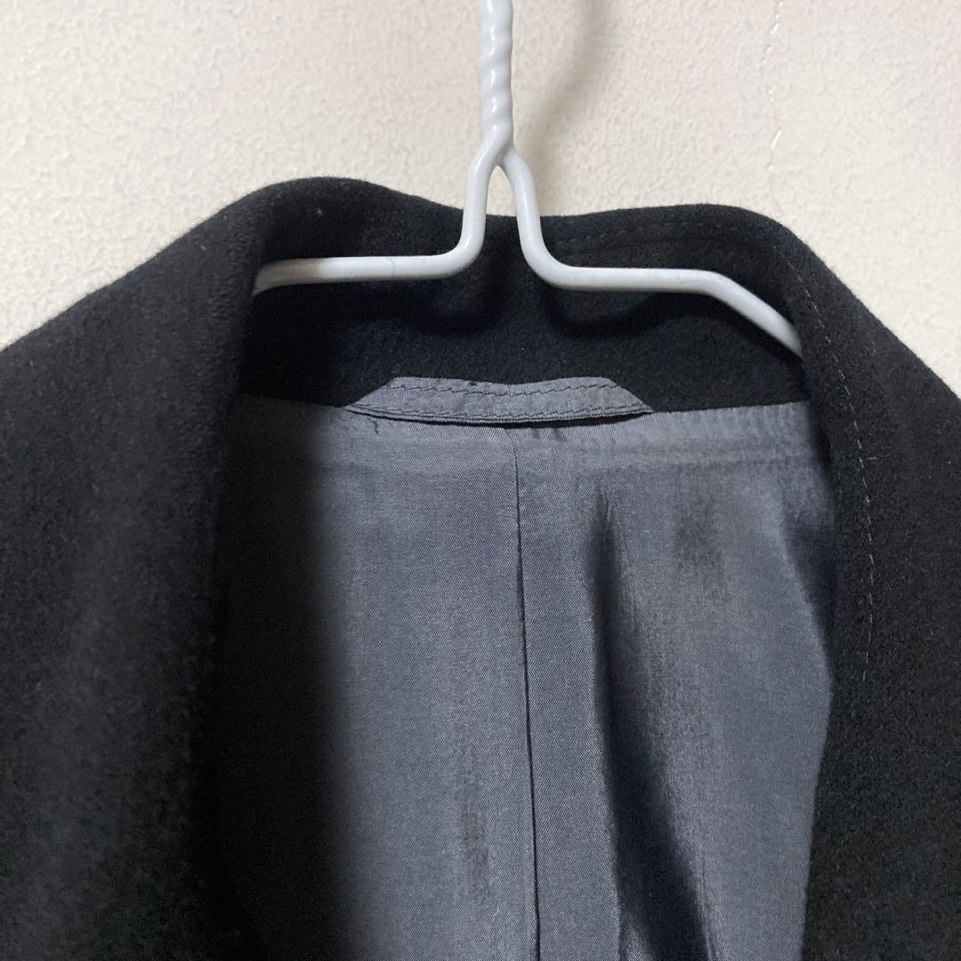 美品 HUGO BOSS ヒューゴ ボス ブラック ウール ステンカラーコート