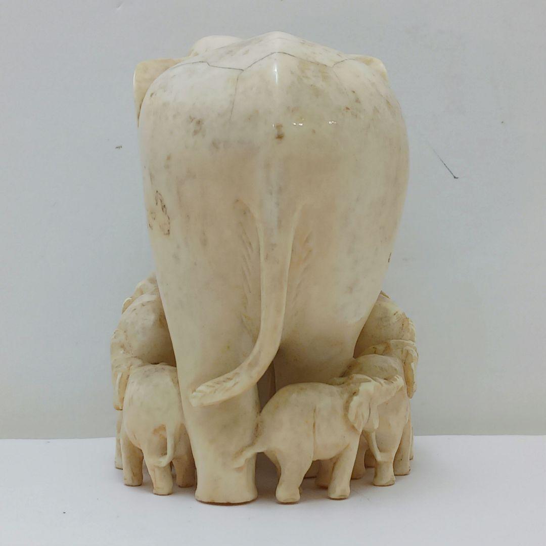Y2555 高級彫刻 象モチーフ 置物 オブジェ 重量318.2g