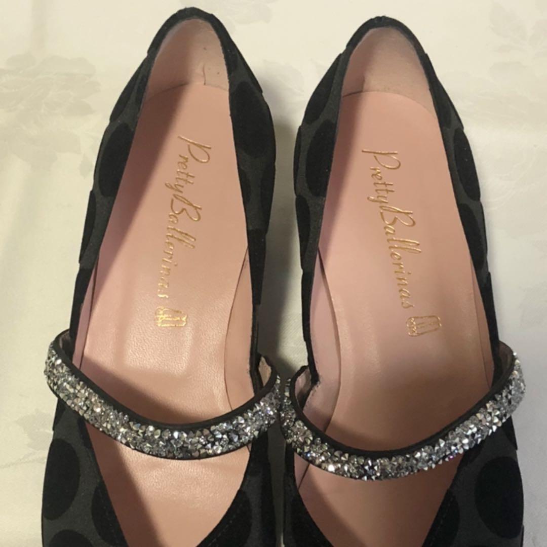 Mi様【美品】プリティバレリーナ スワロフスキー使い パンプス黒 22.5㎝