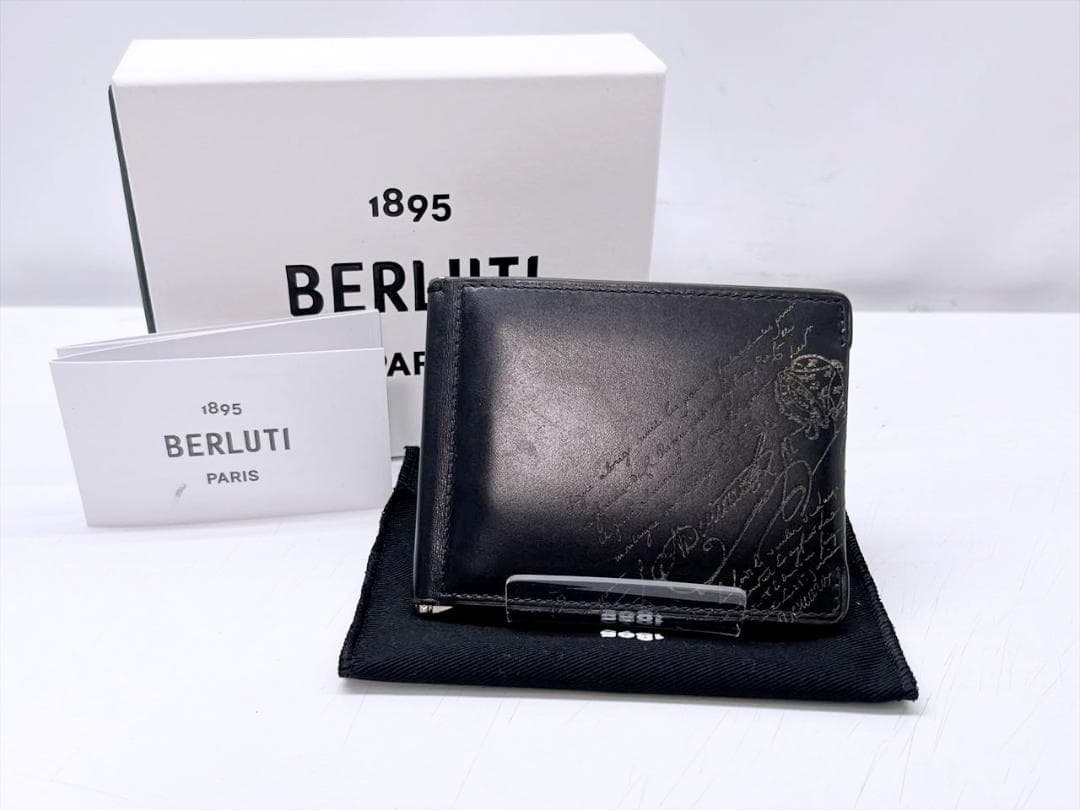 美品　ベルルッティ　アッサオ　スクリットレザー　ビルクリップ　マネークリップ