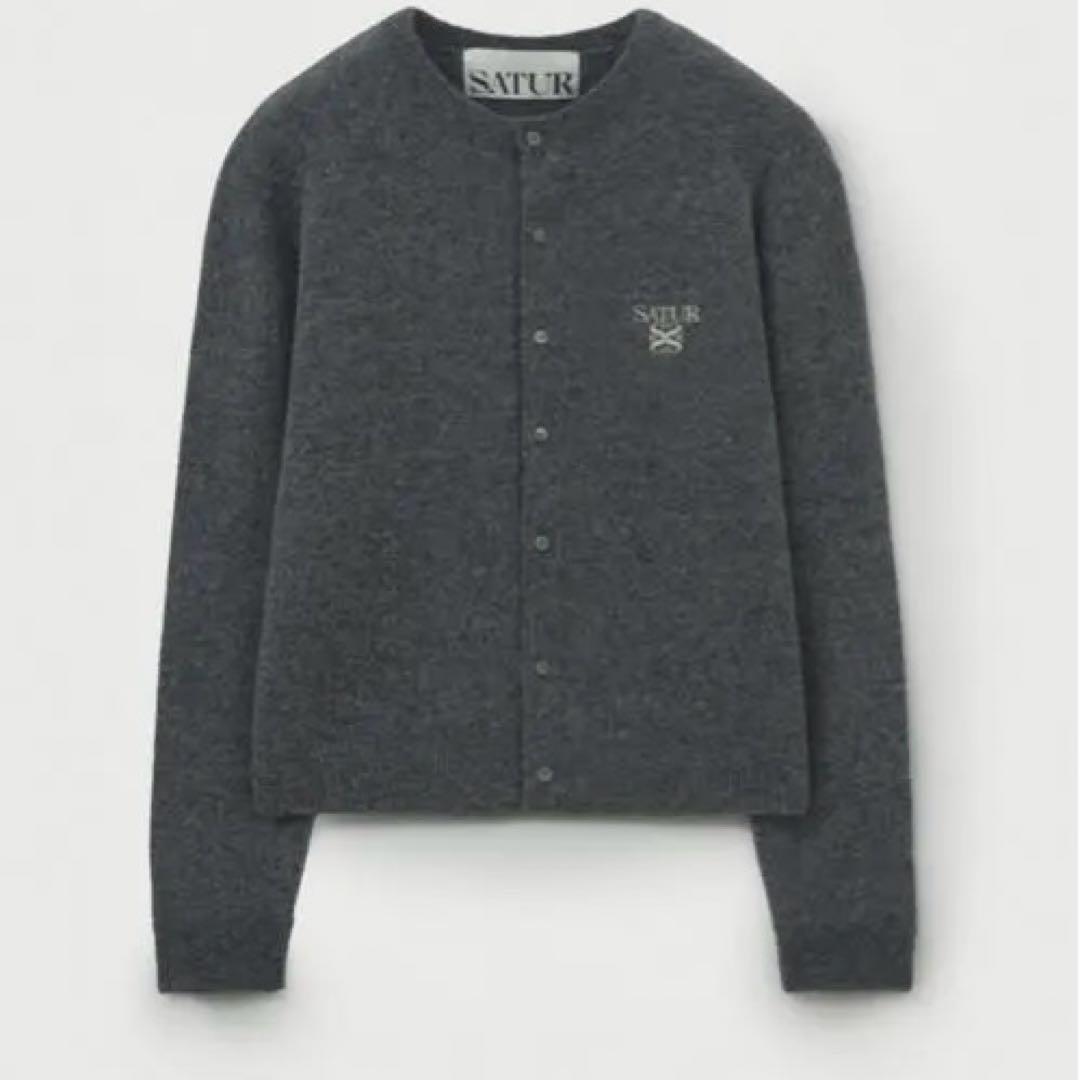SATUR 完売 M ローレンウールブレンドクルーネックニットカーディガン