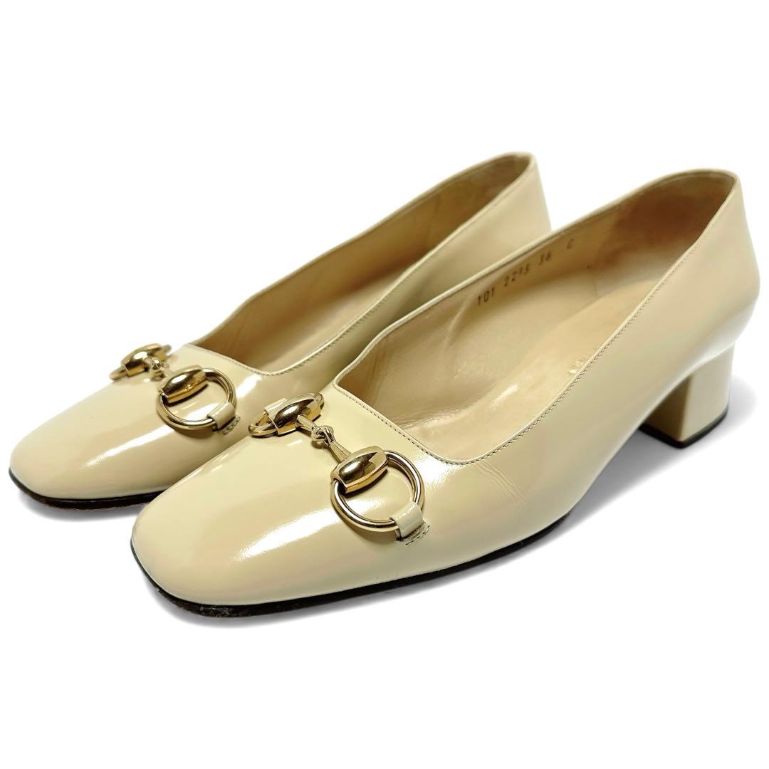 正規品✨極美品✨グッチ 36C 23㎝ ホースビット レザー パンプス ベージュ
