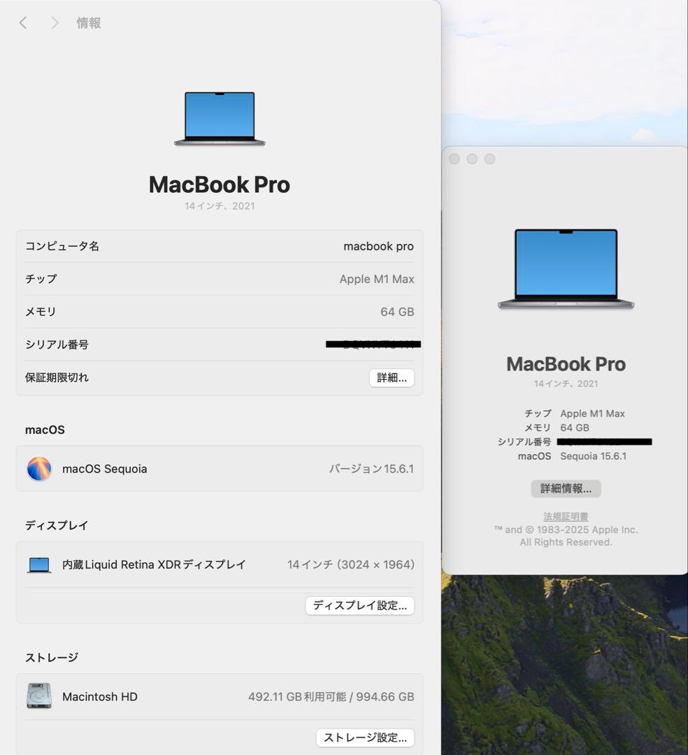 MacBook Pro M1 Max 14インチ 64GB 1TB JPN 美品