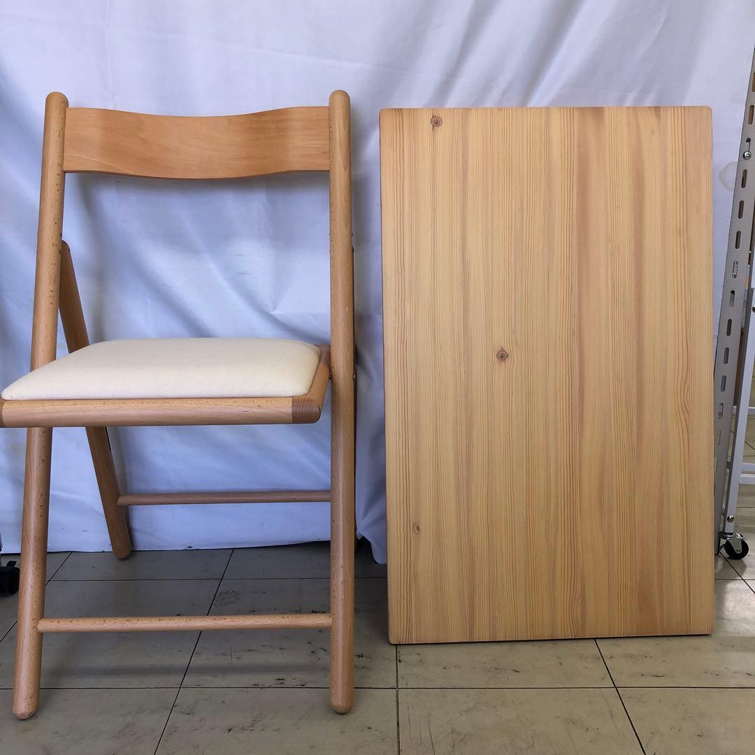 MUJI　良品計画　折り畳みデスク・チェアセットパイン材
