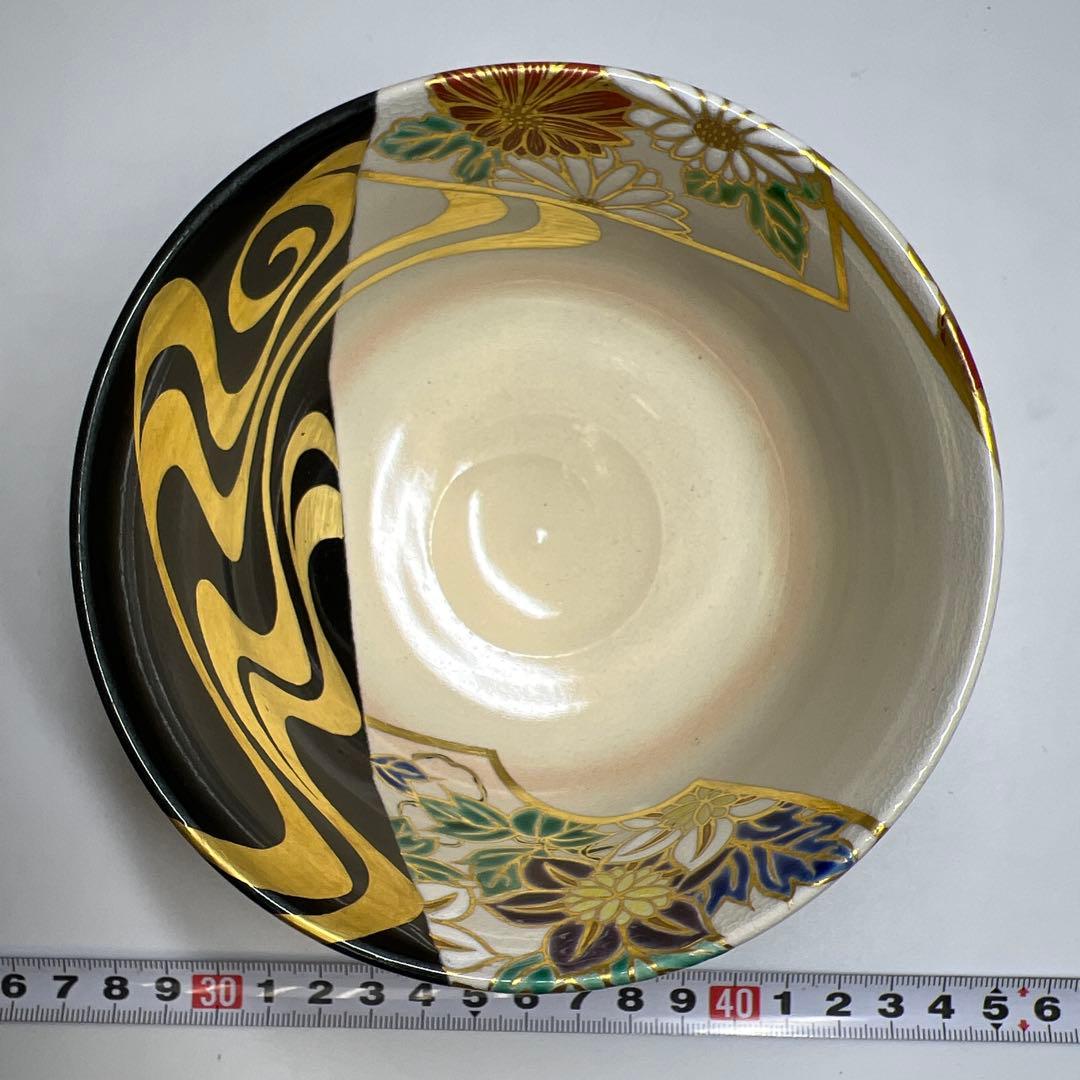 宮川香雲　龍谷焼　極彩色　茶碗　共箱　口径12.7cm 東K8-0207☆2F
