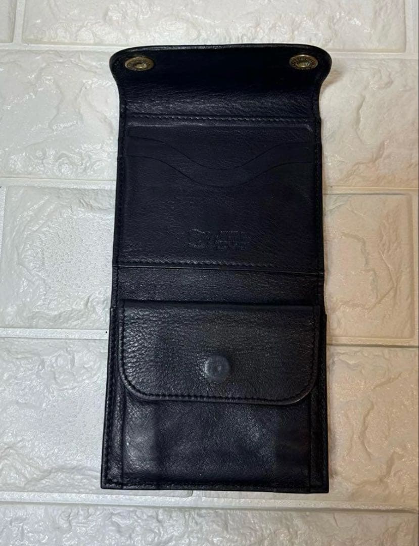 イルビゾンテ　三つ折り財布　ミニウォレット　シボ革　レザー　ネイビー