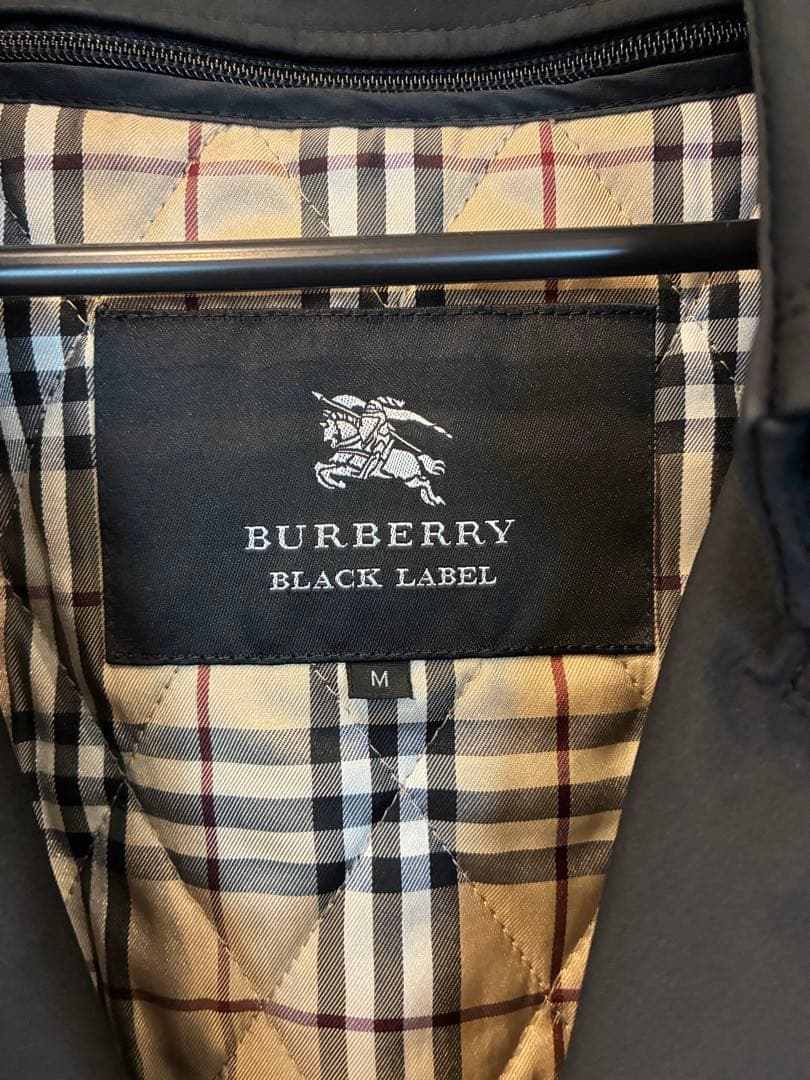Burberry ブラック ステンカラーコート チェック裏地　ライナー付き