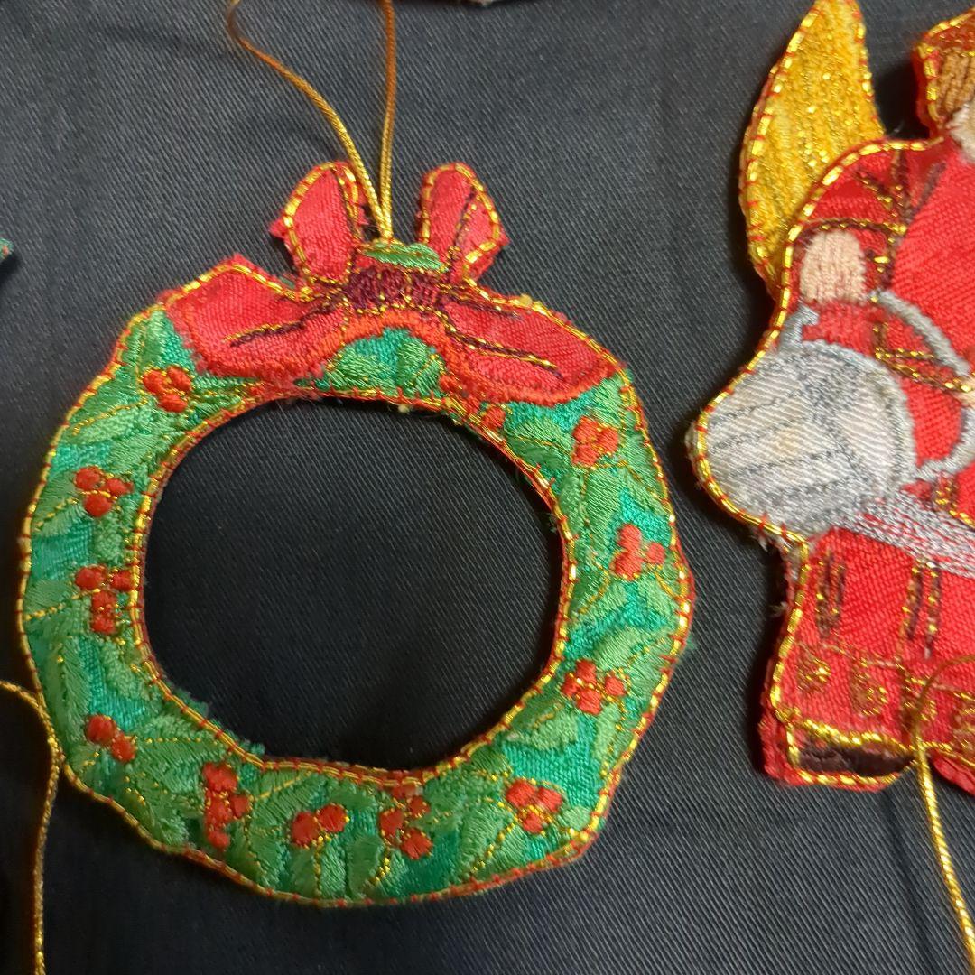アンティーク　ヴィンテージ　クリスマスオーナメント　豪華刺繍　１６個　海外製品