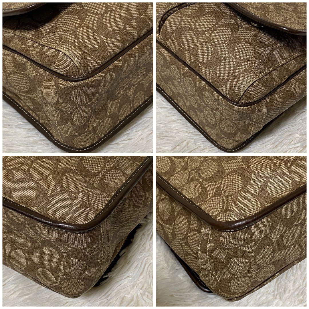 COACH メッセンジャーバッグ ブラウン系 シグネチャー　PVCレザー　美品