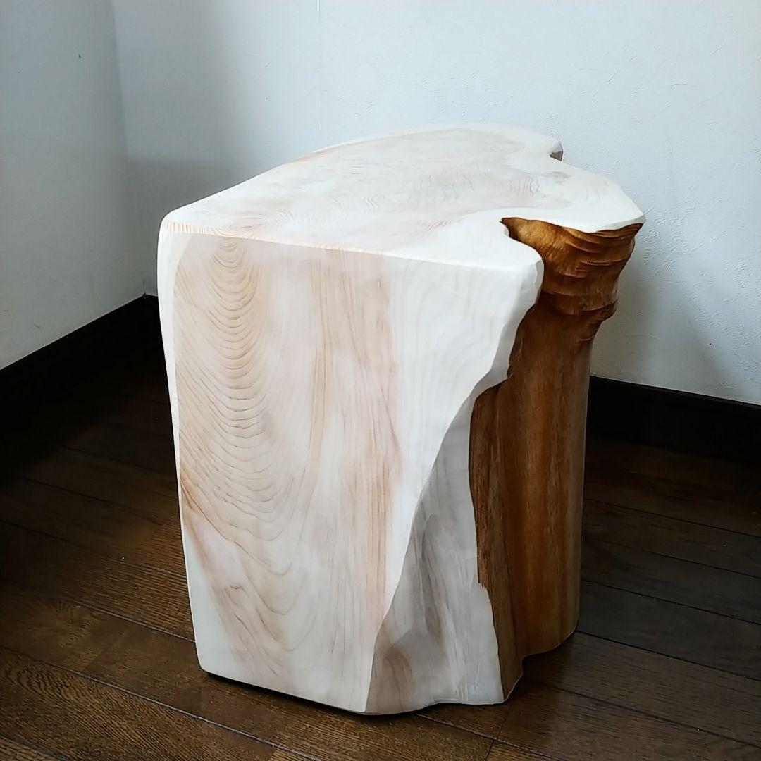 丸太スツール　丸太サイドテーブル　ヒノキ根元