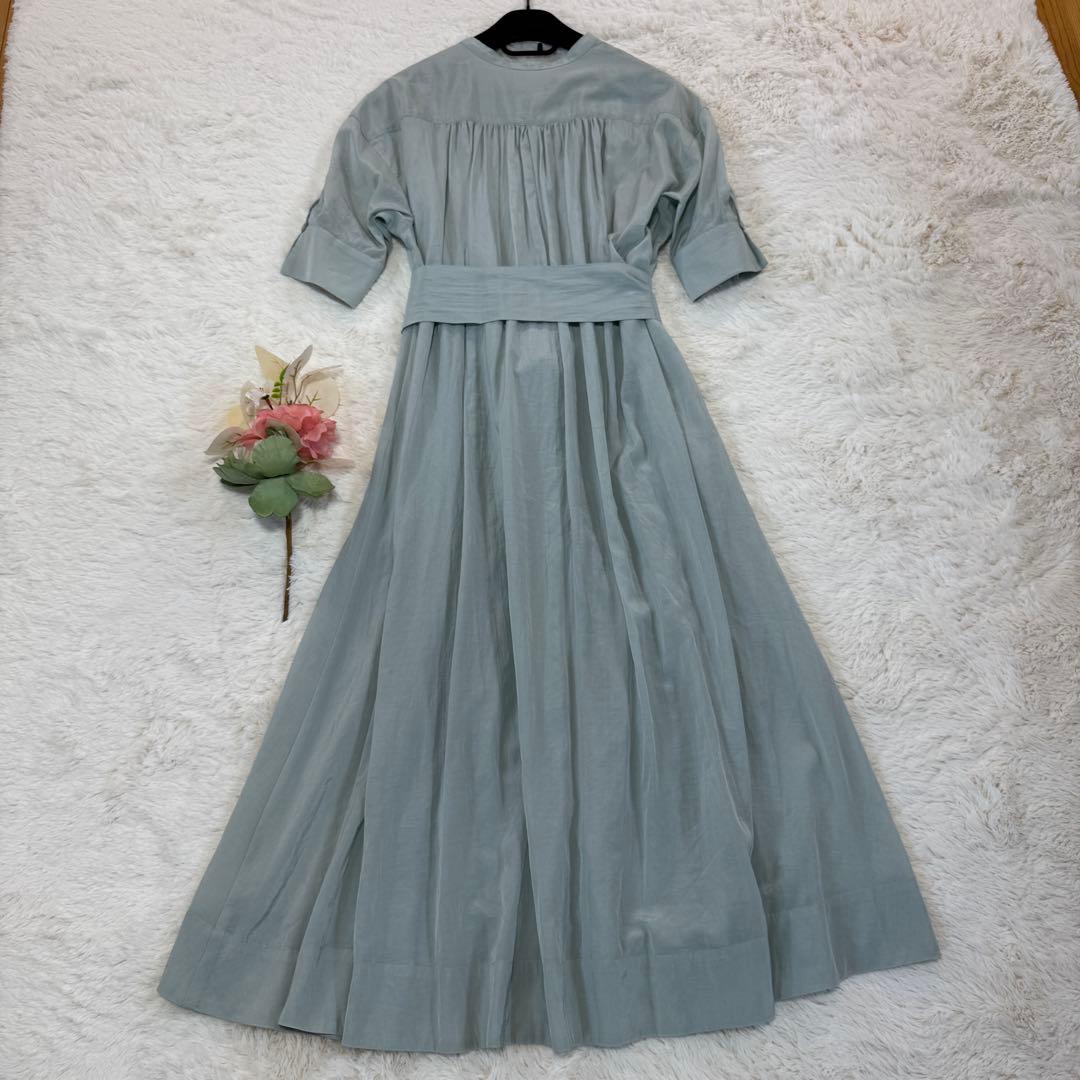 美品 ANAYI 淡い グリーン ロングワンピース 現行 36 Sサイズ ベルト
