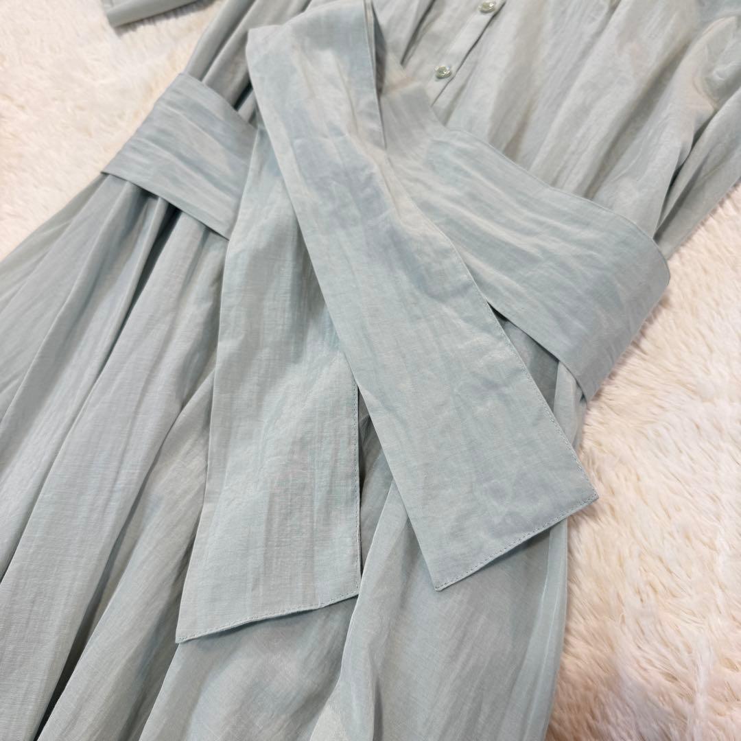 美品 ANAYI 淡い グリーン ロングワンピース 現行 36 Sサイズ ベルト