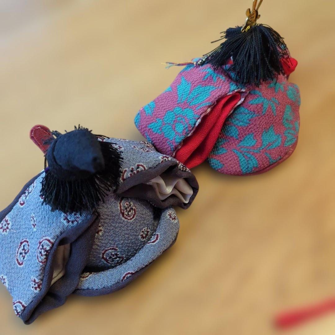 ハンドメイド　古布ちりめん　雛人形セット
