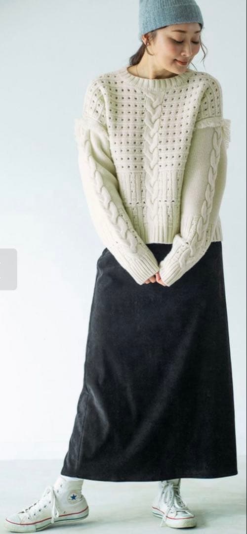 HUG O WäR CLOTH& CROSS ケーブルアイレットフリンジセーター