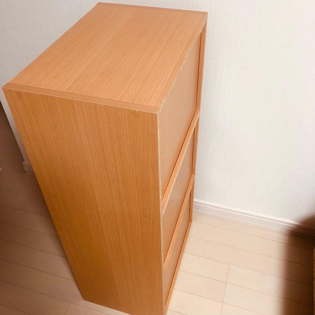3段収納ボックス　ウッド調　マグネットタイプ