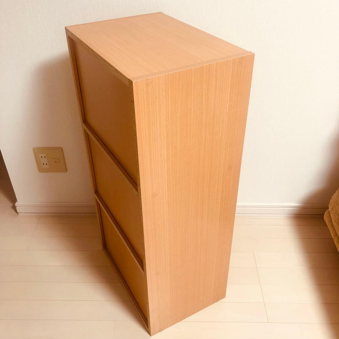 3段収納ボックス　ウッド調　マグネットタイプ