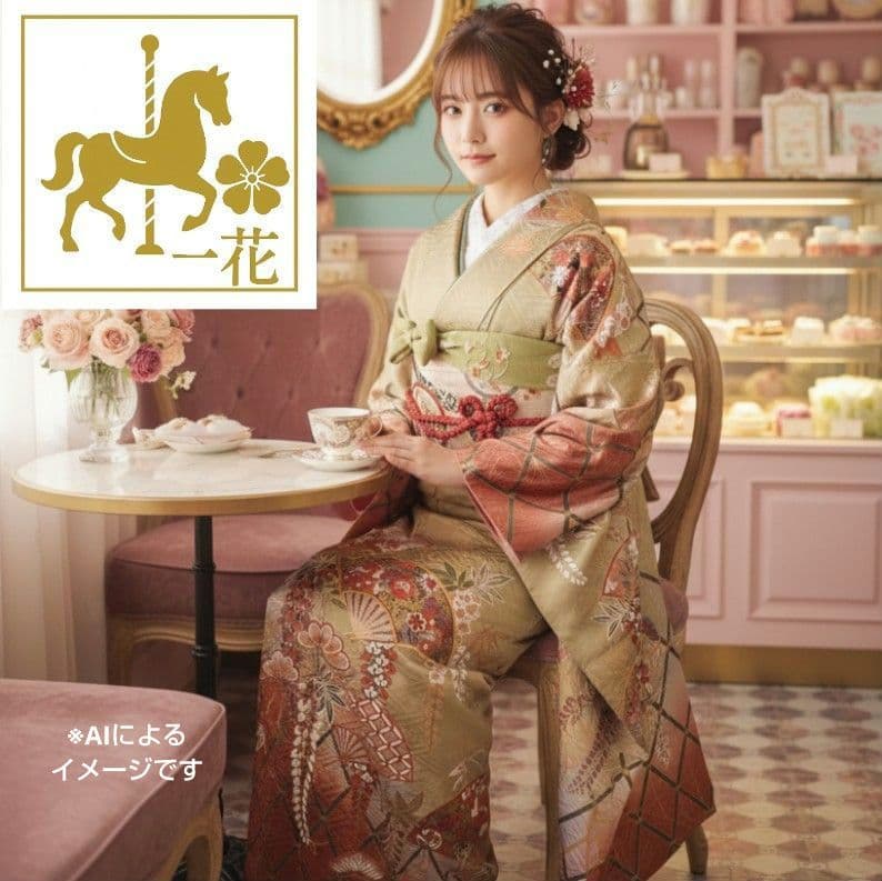 ころ様　419.普通〜ゆったり振袖7点セット 　正絹フルセット成人式　やまと