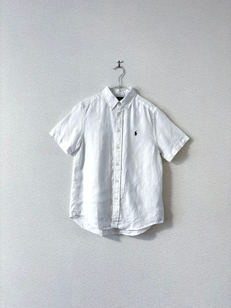 ラルフローレン　リネン　麻　半袖シャツ　ホワイト　160