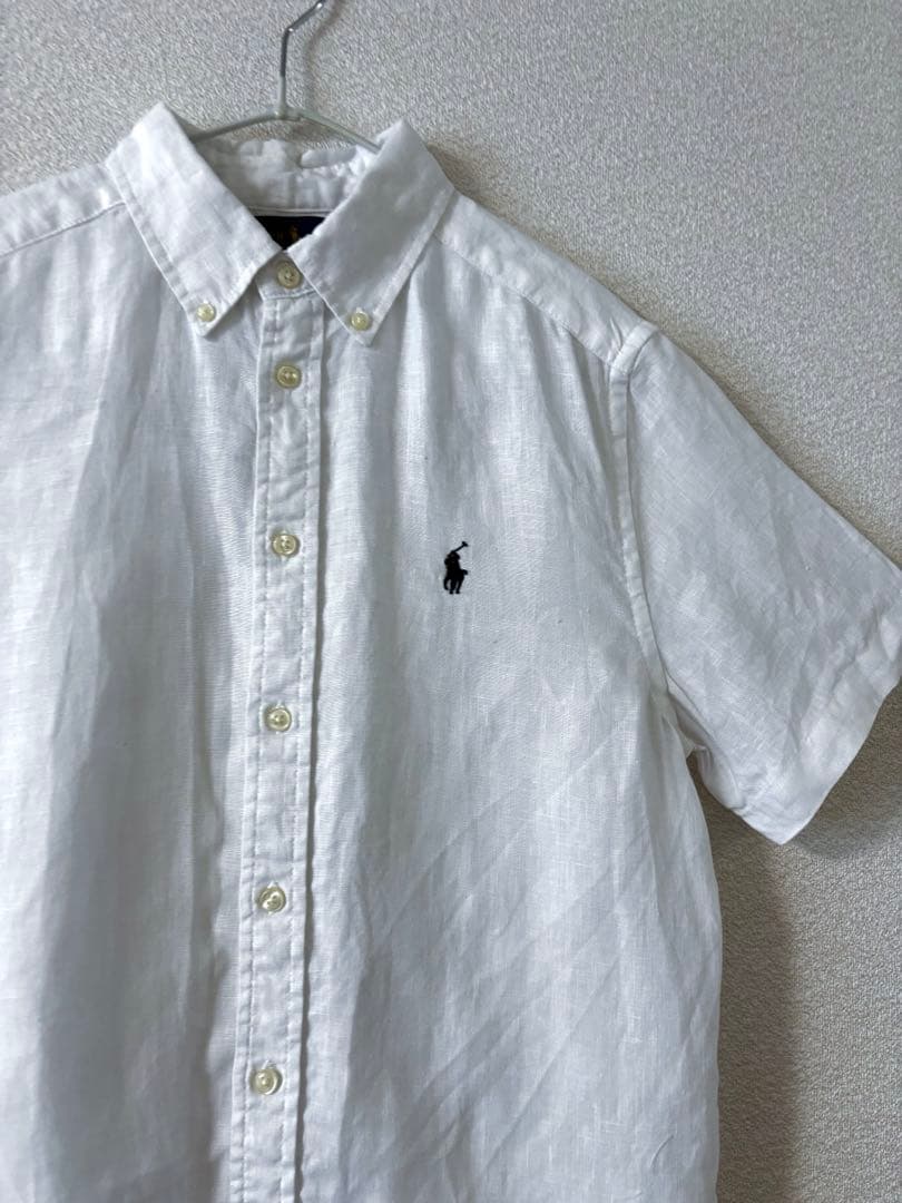 ラルフローレン　リネン　麻　半袖シャツ　ホワイト　160